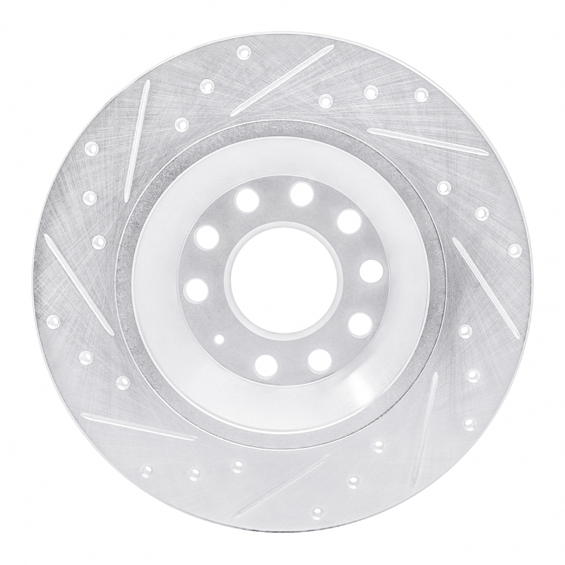 Audi A6 Quattro Brake Rotor (1) - Rear Right - R1 Concepts - Drilled & Slotted - Silver - `05-`11